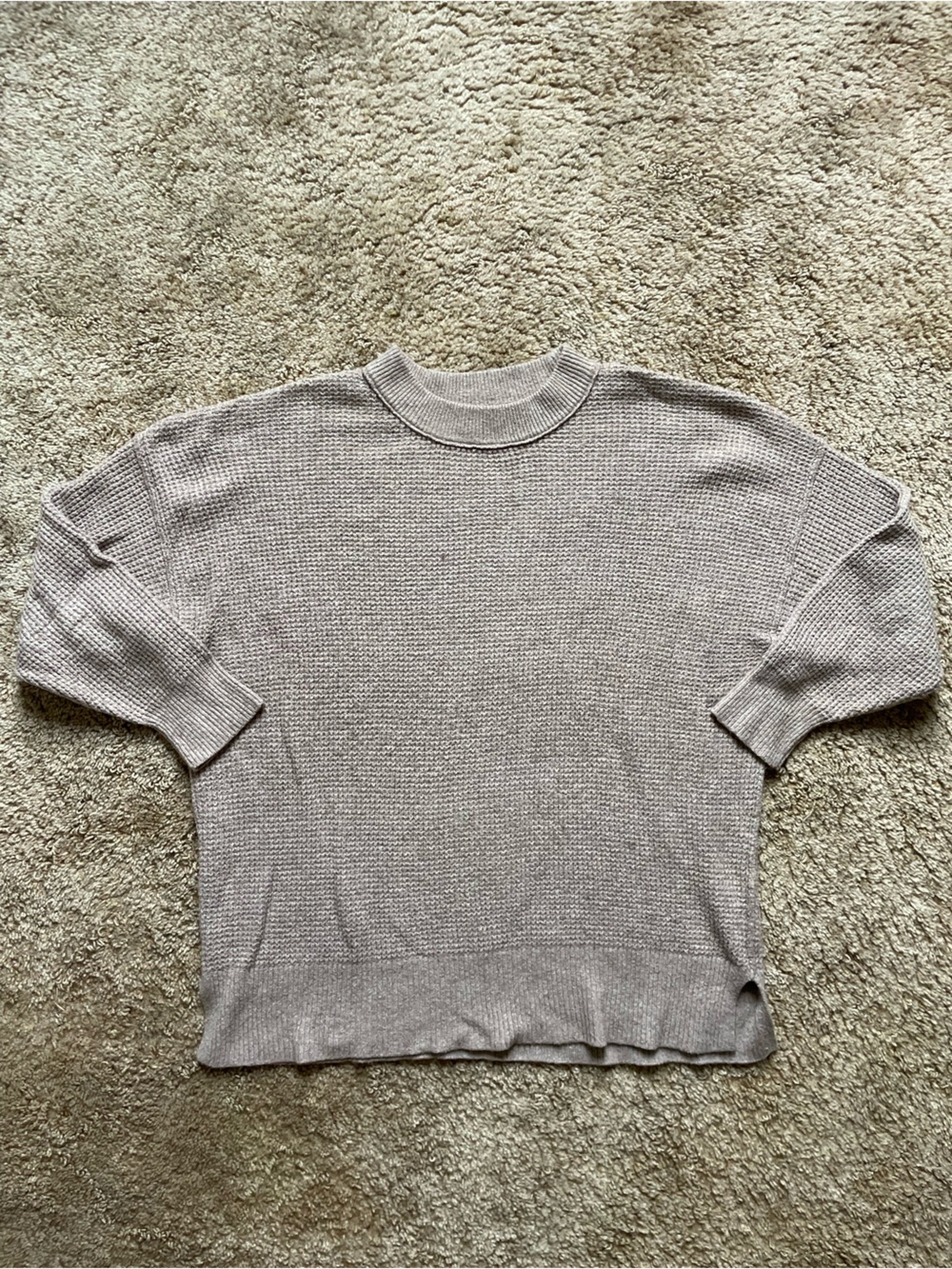 Aerie Waffle Knit Oversized Sweater Beige Women’s Size Small Fall Cozy Casual